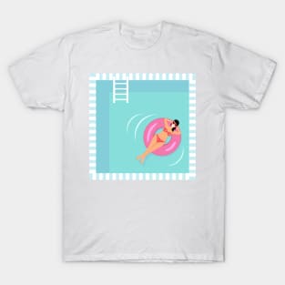 Girl floating on rubber ring T-Shirt